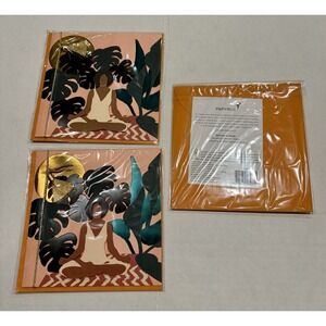 Papyrus Greeting Cards Set of 3 Meditation Woman Yoga Soul Healer 3D Embellished